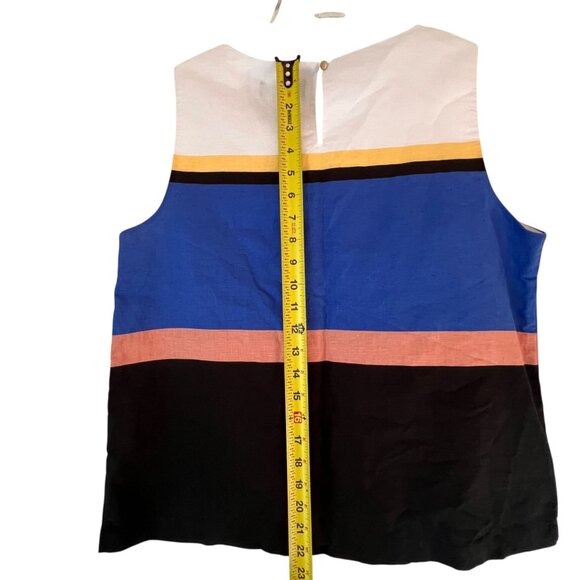 Liz Claiborne Linen Top Cotton Sleeveless Striped Colorblock S Career - Picture 9 of 10